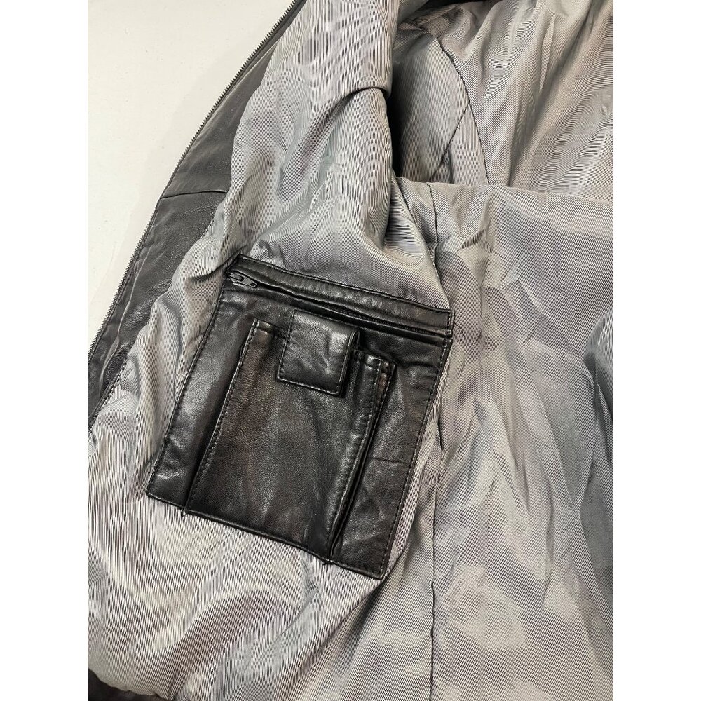 IZOD Men's Black Leather Jacket Full Zip Lined Size XL Classic Style - Picture 10 of 16